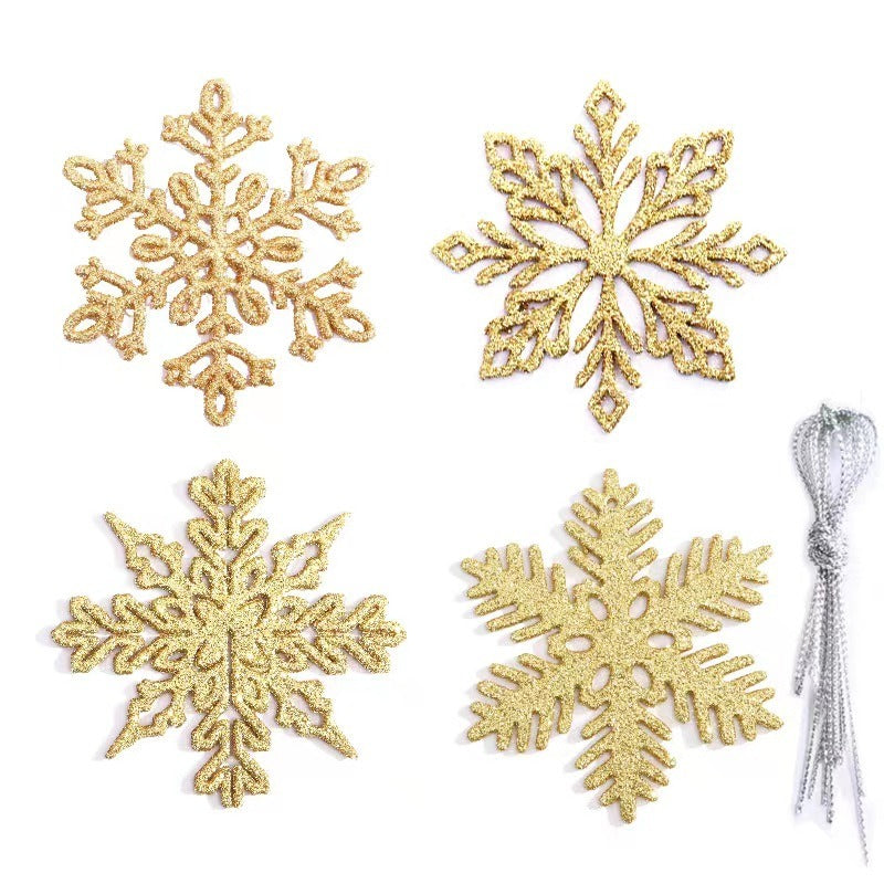 100pcs Christmas Snowflake Ornaments, Plastic Glitter Snow Flakes Ornaments for Christmas Tree