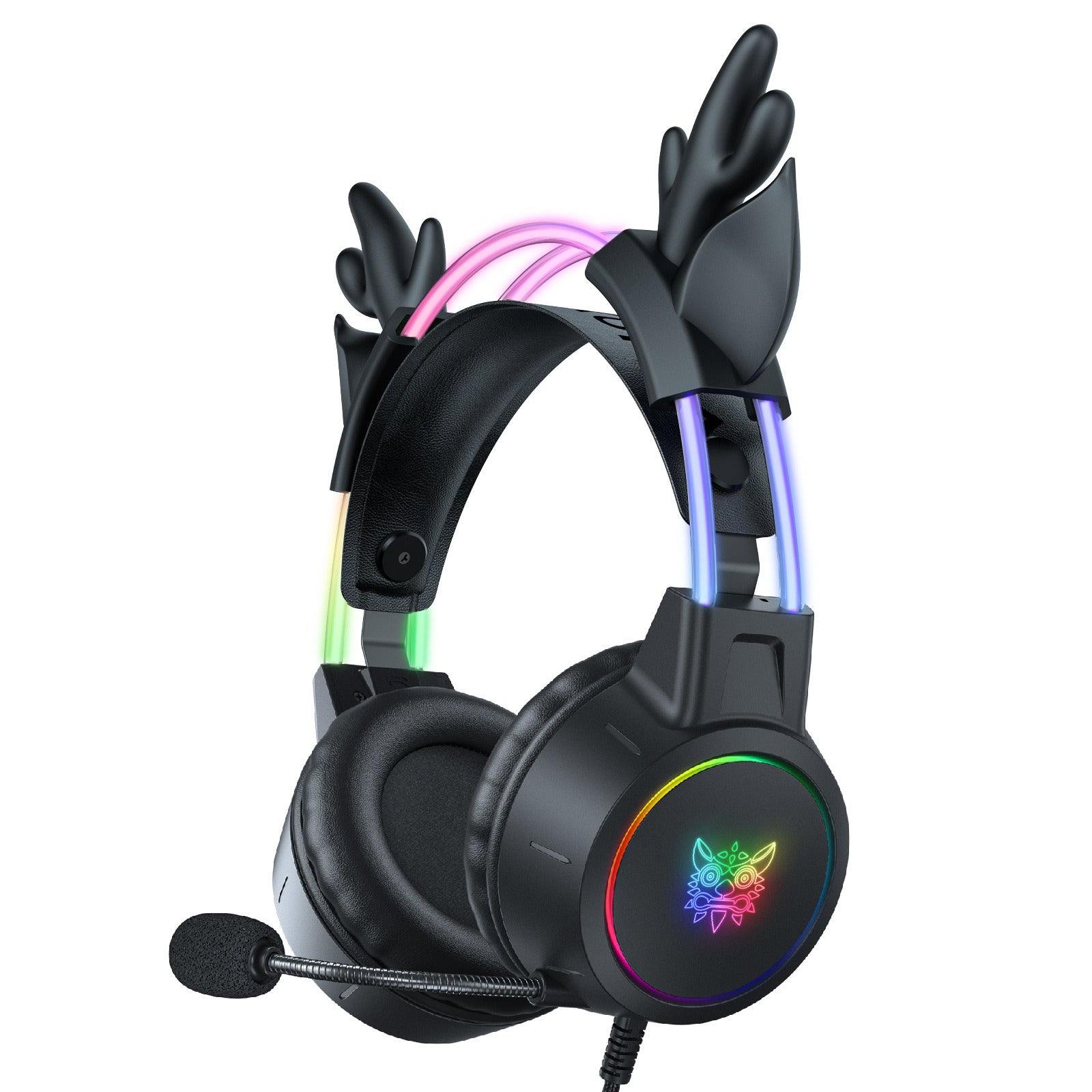 RGB Cat Ear Headphone, Upgraded Wireless & Wired Gaming Headset with Attachable HD Microphone