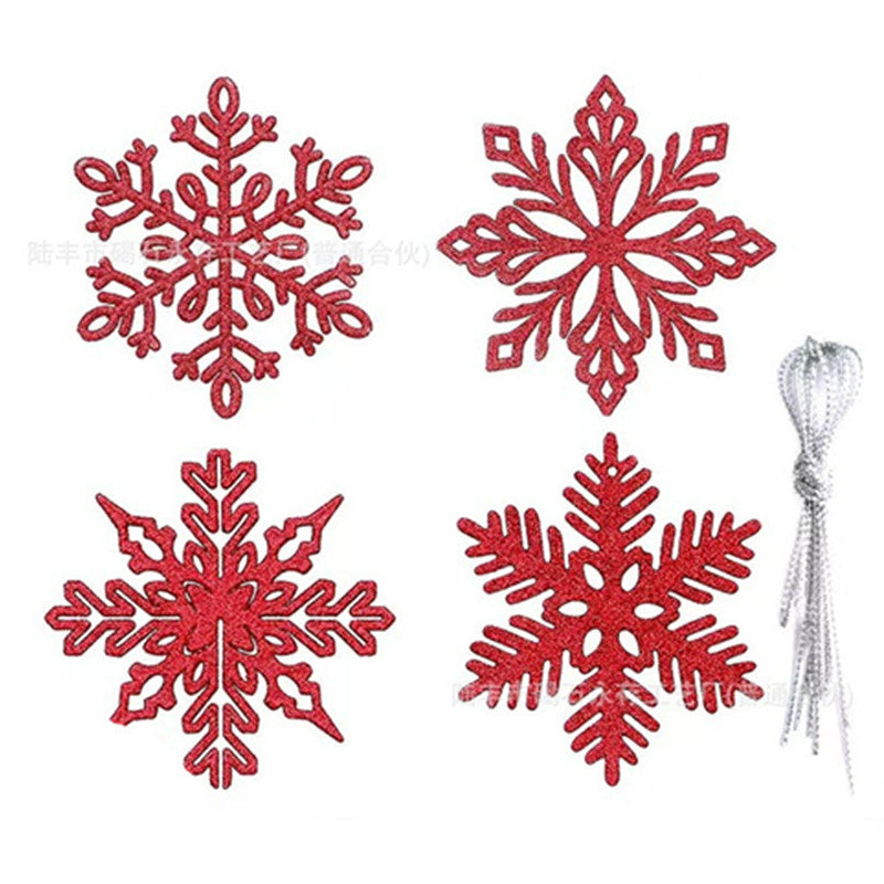 100pcs Christmas Snowflake Ornaments, Plastic Glitter Snow Flakes Ornaments for Christmas Tree