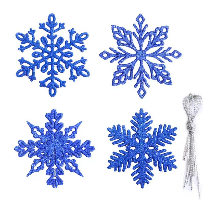 100pcs Christmas Snowflake Ornaments, Plastic Glitter Snow Flakes Ornaments for Christmas Tree