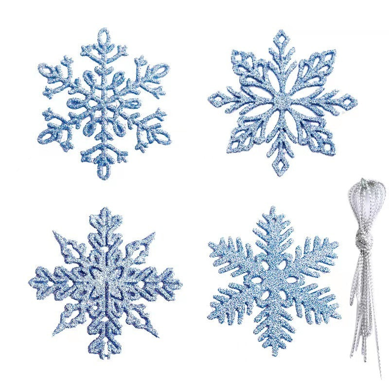 100pcs Christmas Snowflake Ornaments, Plastic Glitter Snow Flakes Ornaments for Christmas Tree