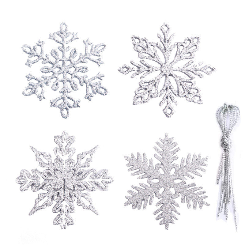 100pcs Christmas Snowflake Ornaments, Plastic Glitter Snow Flakes Ornaments for Christmas Tree