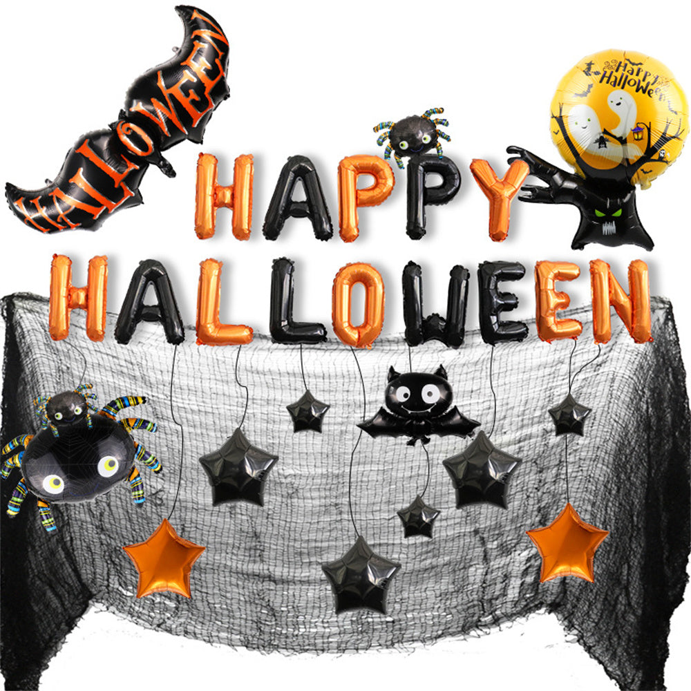 Halloween Balloon Decoration Set with Cartoon Ghost Tree Arch