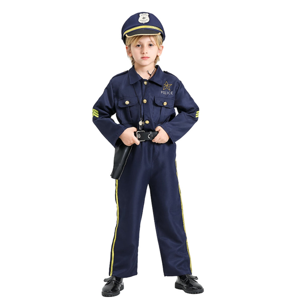 Police Officer Costume for Kids Halloween Role Play Kit for Boys Girls