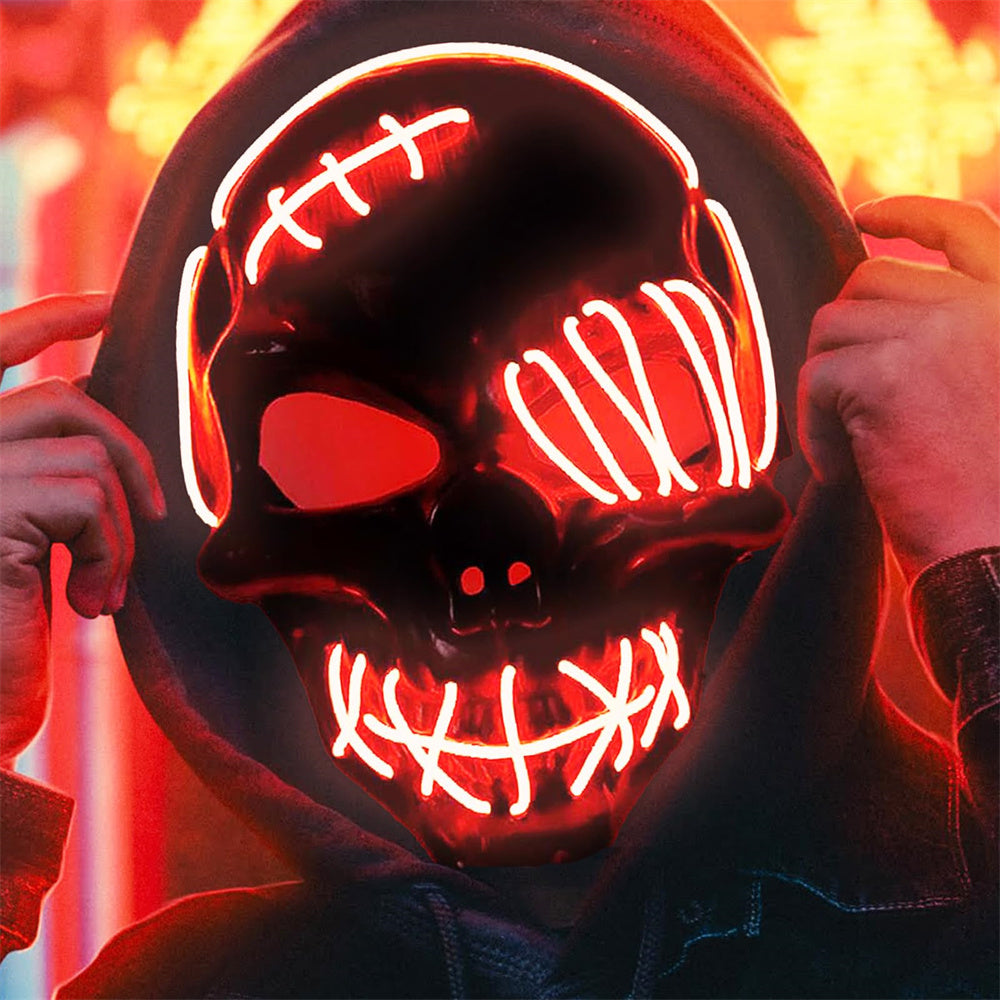 LED Light-Up Scary Halloween Mask for Festival Parties and Costume Cosplay