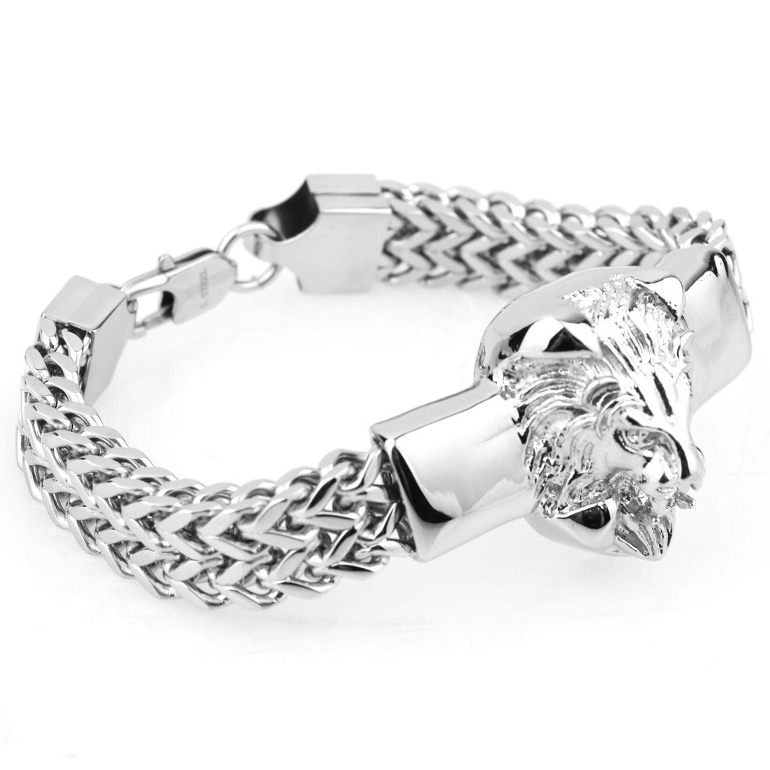 Stainless Steel Titanium Personality Twist Lion Head Bracelet