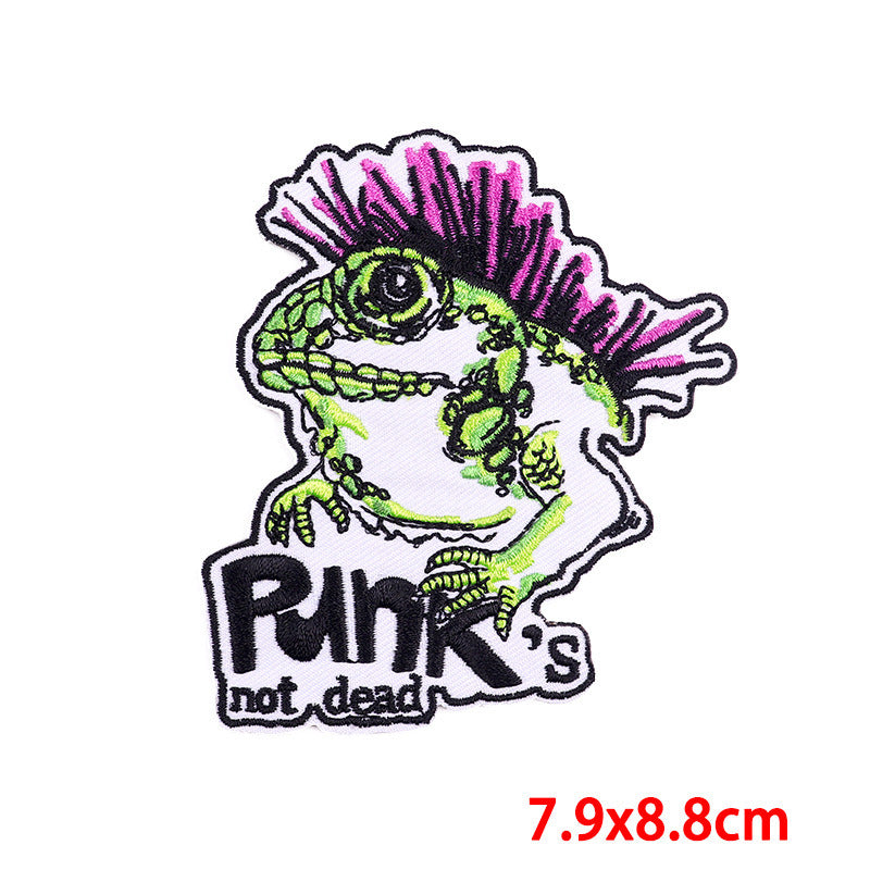 Punk Shark Embroidered Cloth Stickers Patch