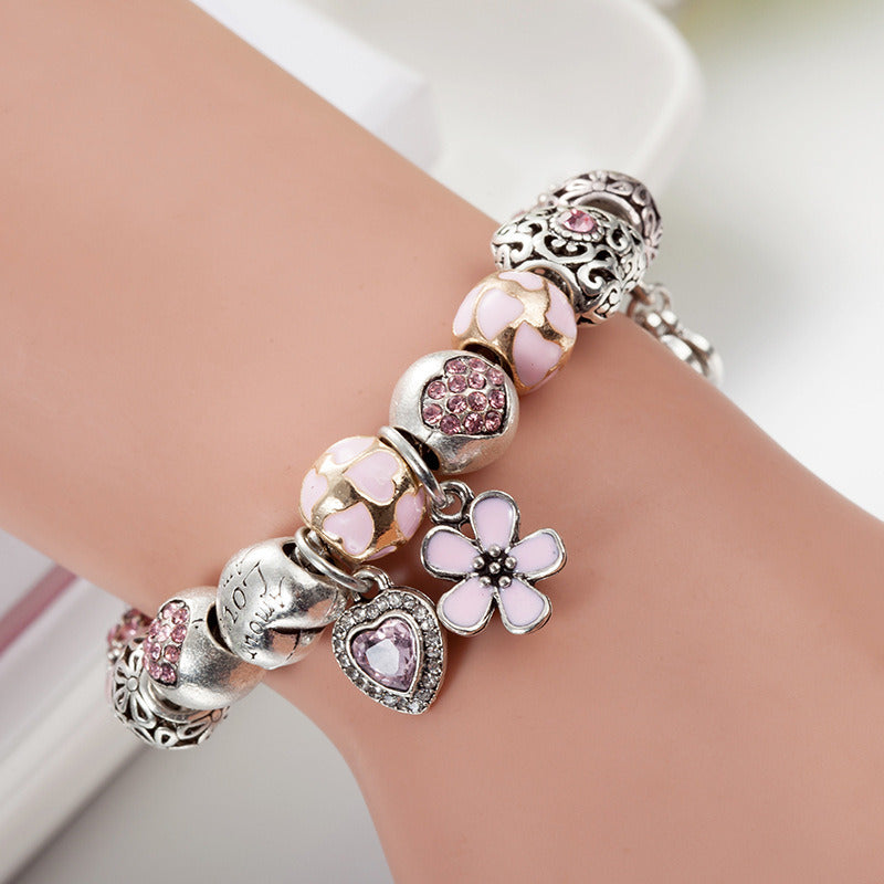 Women's Fashion Alloy Star Charm Beaded Bracelet With Diamonds