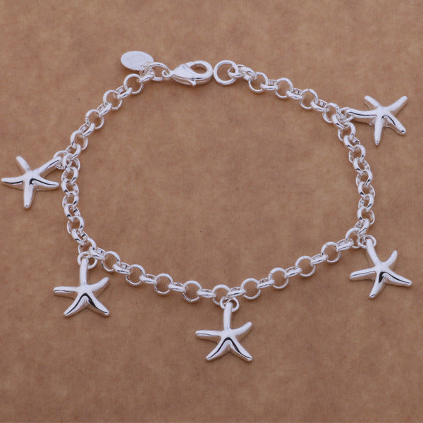 925 Silver Fashion Small Starfish Pendant Bracelet