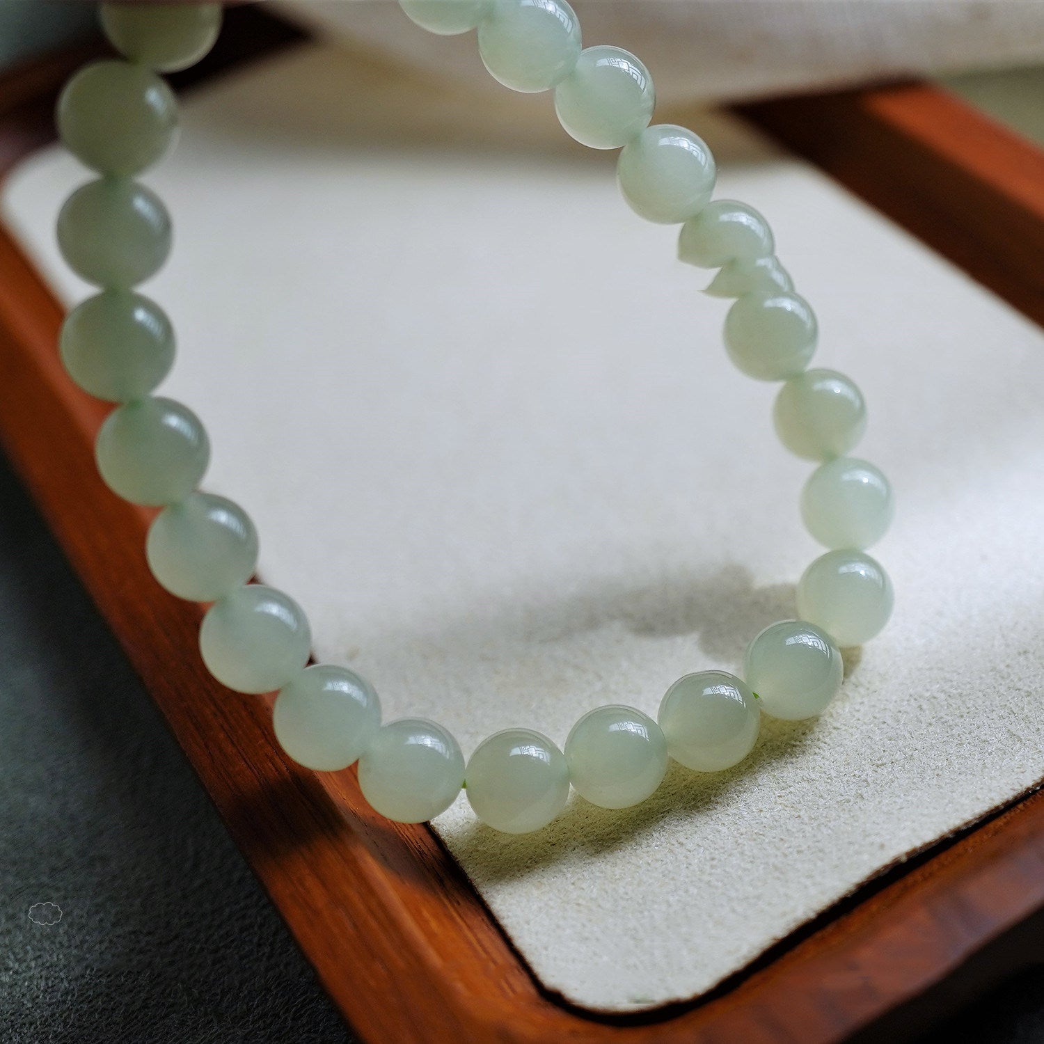 Ladies Round Beads Clear Water Jade Hand String