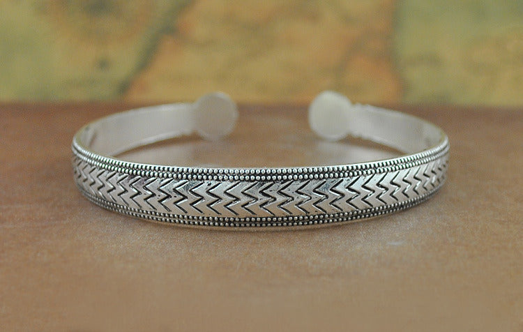 Ethnic Style Tibetan Miao Silver Bracelet