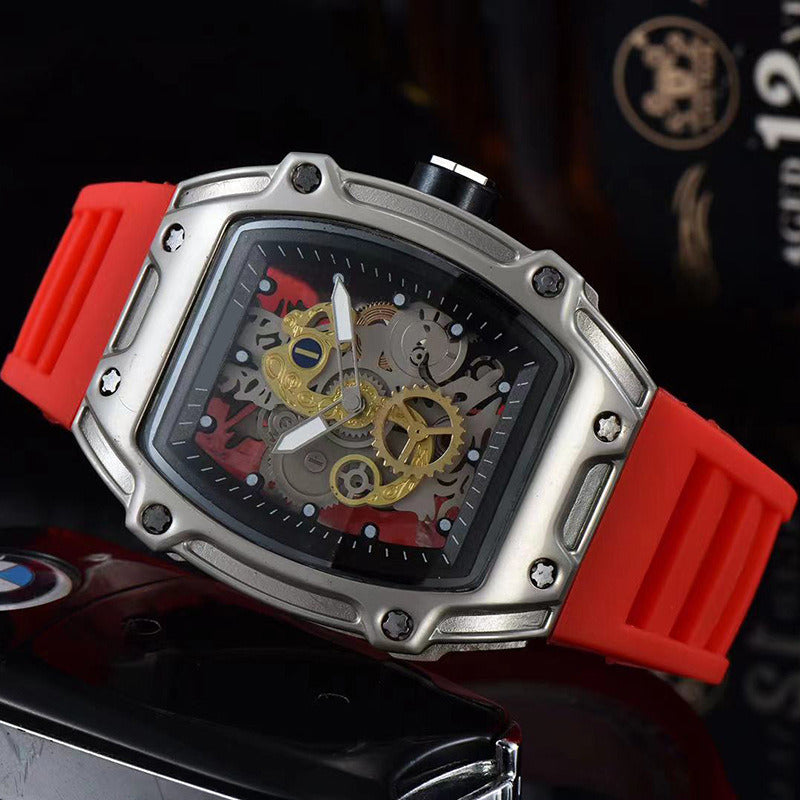 Two Hands Turn Dial Personalized Skeleton Transparent Quartz Watch