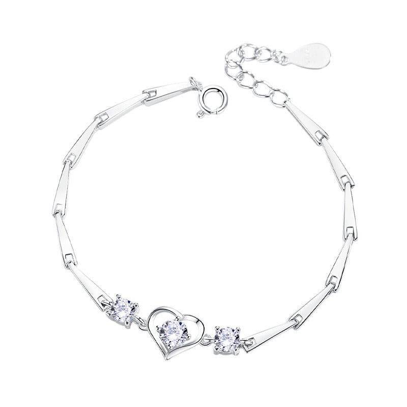 Fashion Sterling Silver Heart Bracelet Female