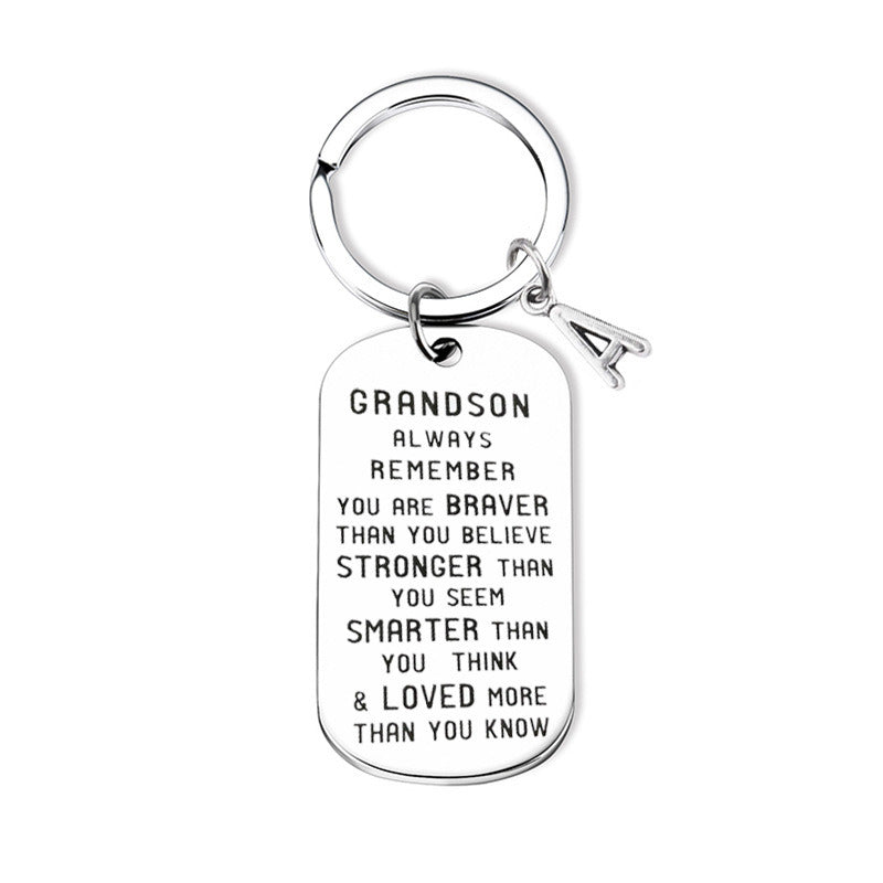 New Stainless Steel Tag Grandchild Keychain