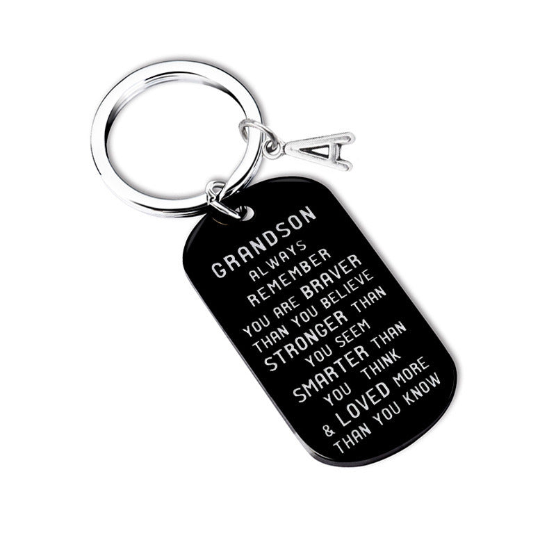 New Stainless Steel Tag Grandchild Keychain