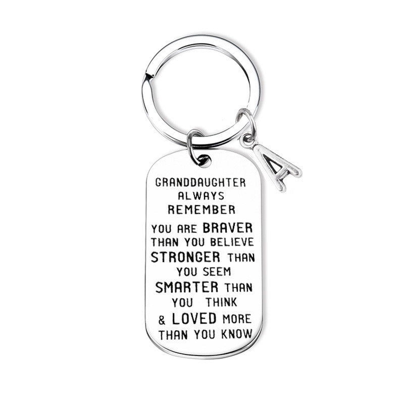 New Stainless Steel Tag Grandchild Keychain