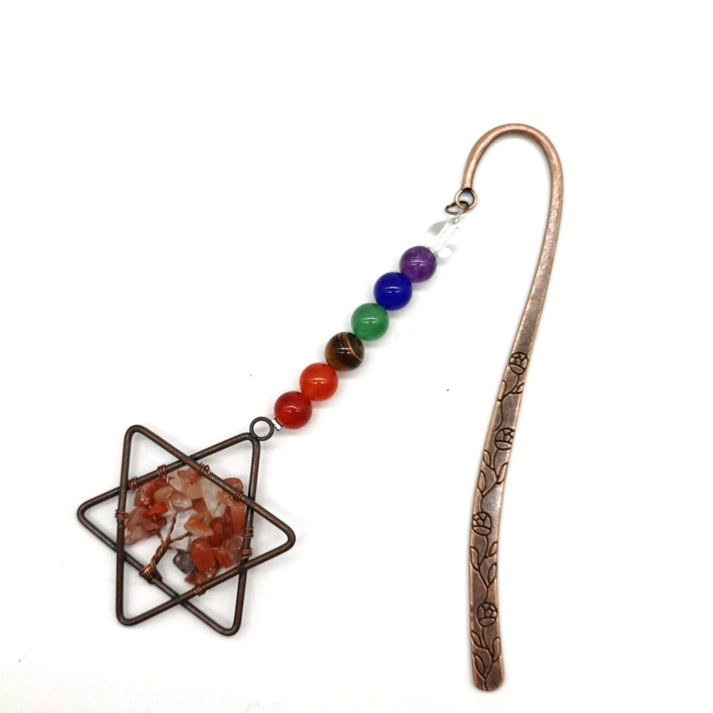 Six Pointed Star Natural Gravel Crystal Tree Of Life Bookmark