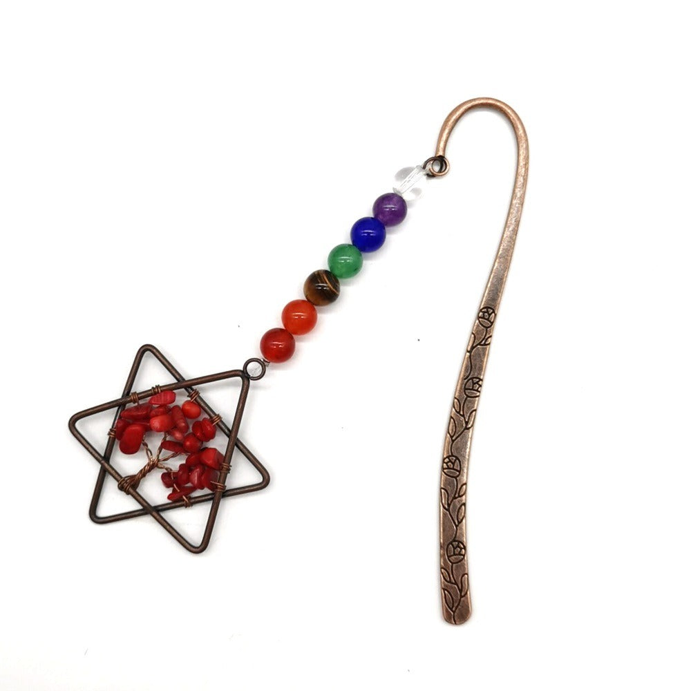 Six Pointed Star Natural Gravel Crystal Tree Of Life Bookmark