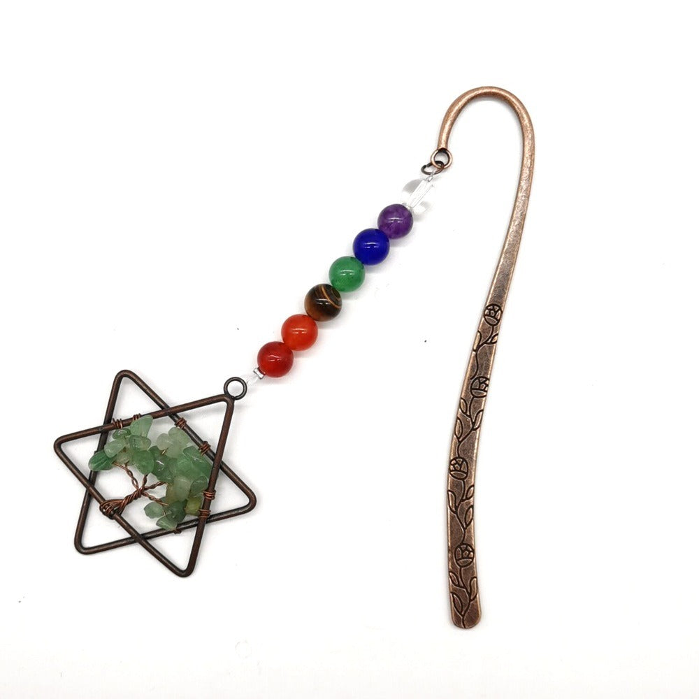 Six Pointed Star Natural Gravel Crystal Tree Of Life Bookmark