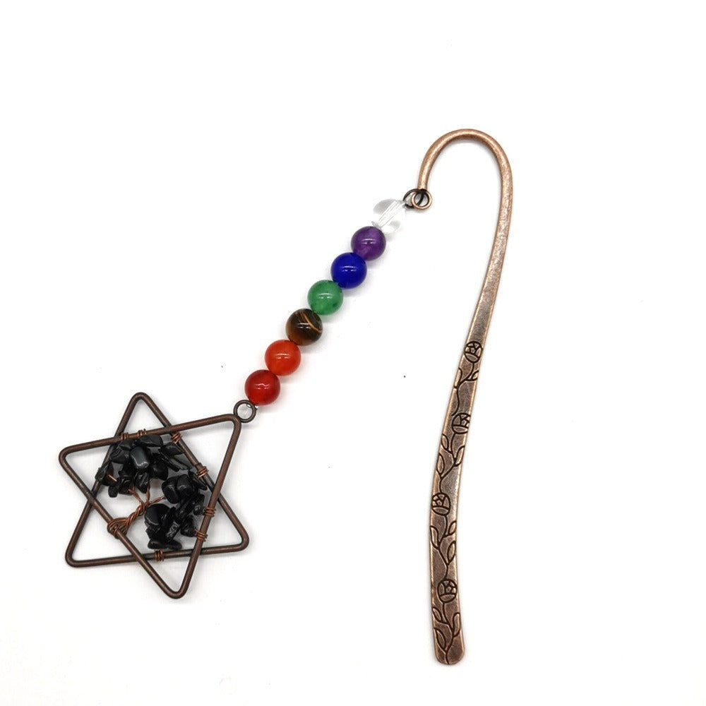 Six Pointed Star Natural Gravel Crystal Tree Of Life Bookmark