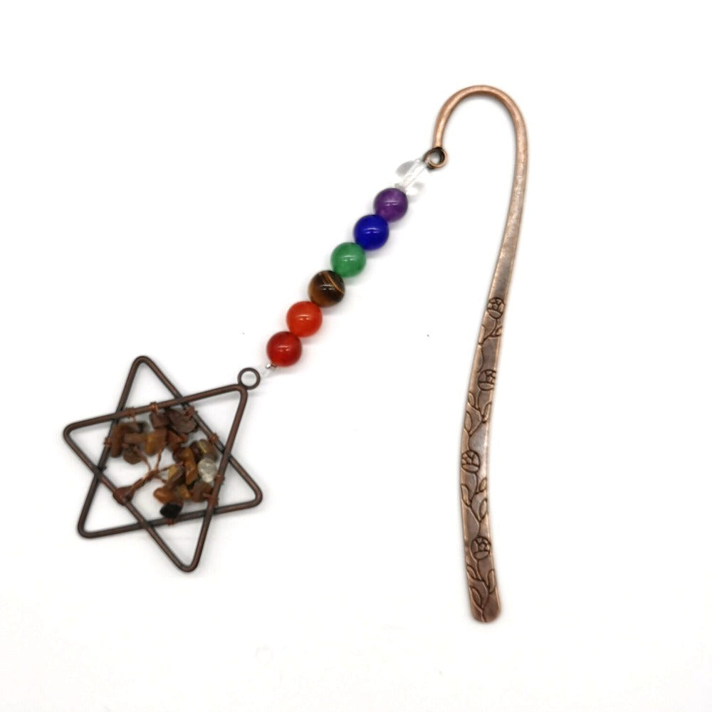 Six Pointed Star Natural Gravel Crystal Tree Of Life Bookmark