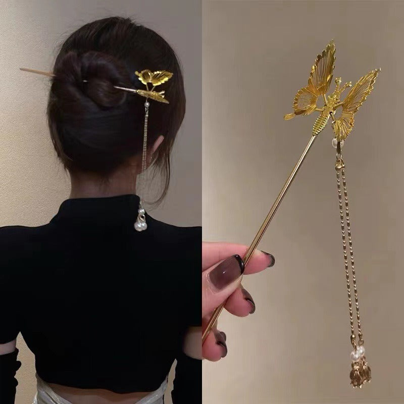 Fashionable New Butterfly Tassel Hairpin Female