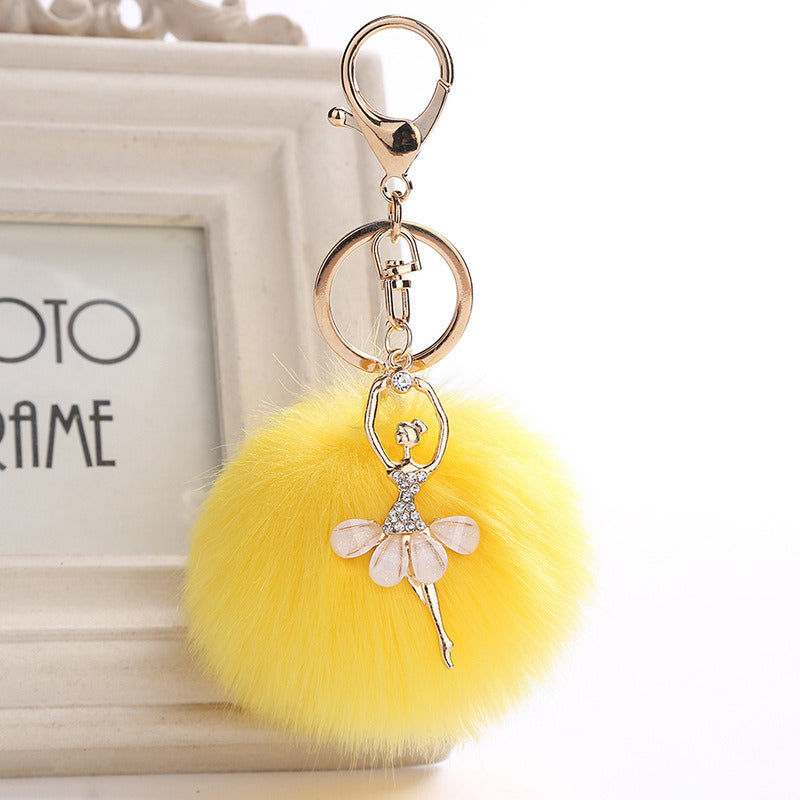 Angel Car Keychain Bag Pendant Simulation Rex Rabbit Hair