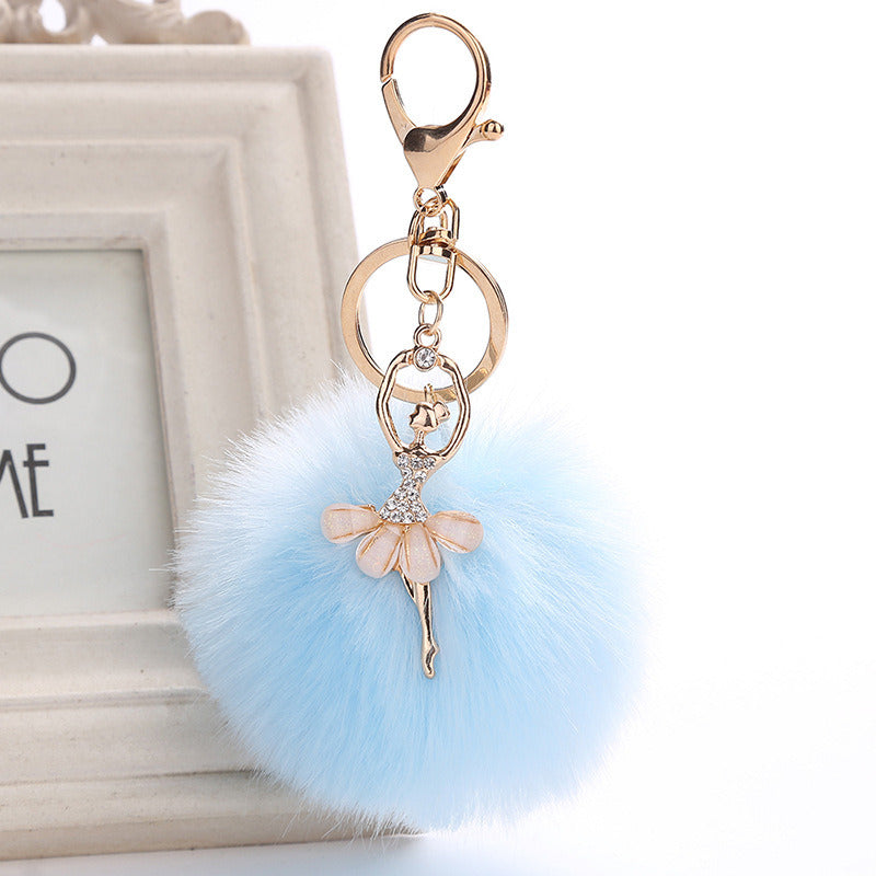 Angel Car Keychain Bag Pendant Simulation Rex Rabbit Hair