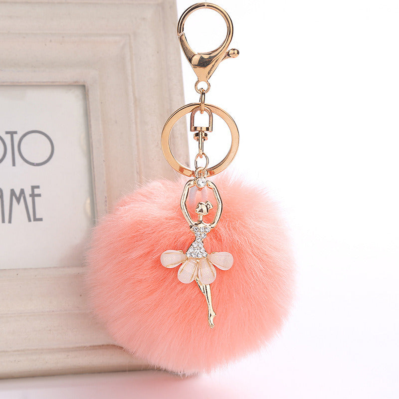 Angel Car Keychain Bag Pendant Simulation Rex Rabbit Hair