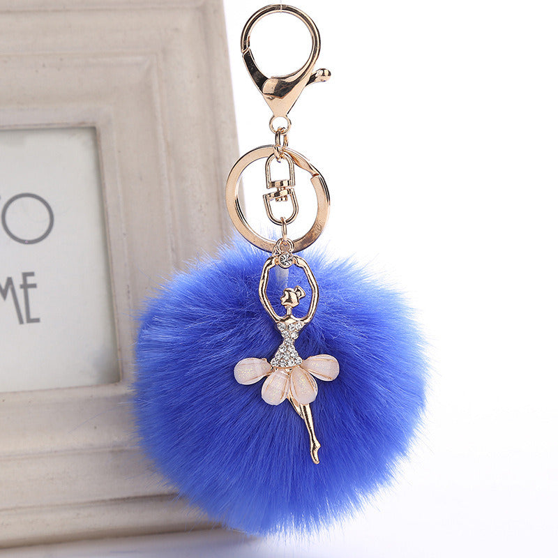 Angel Car Keychain Bag Pendant Simulation Rex Rabbit Hair