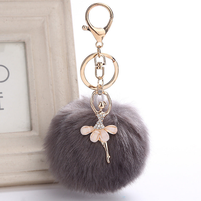 Angel Car Keychain Bag Pendant Simulation Rex Rabbit Hair