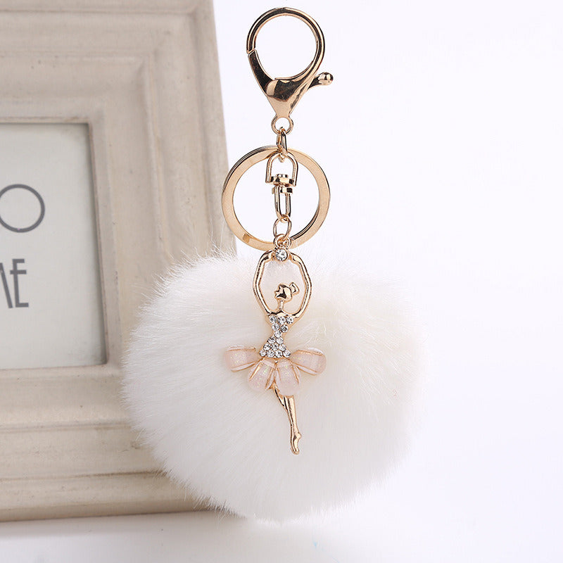 Angel Car Keychain Bag Pendant Simulation Rex Rabbit Hair