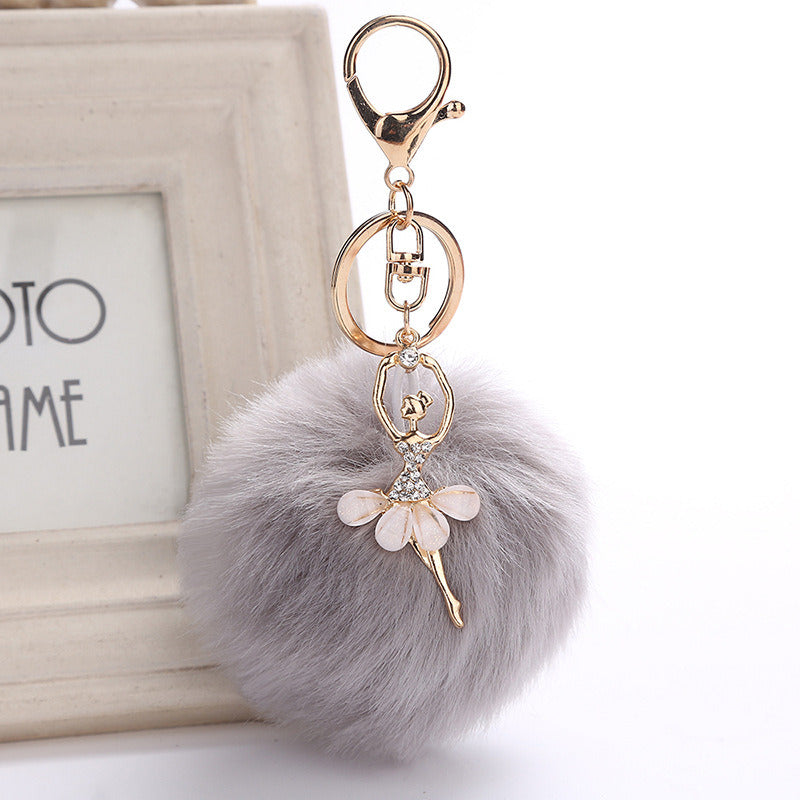 Angel Car Keychain Bag Pendant Simulation Rex Rabbit Hair