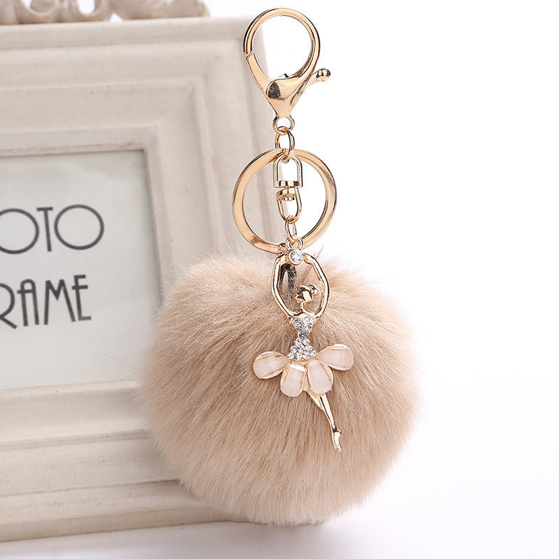 Angel Car Keychain Bag Pendant Simulation Rex Rabbit Hair