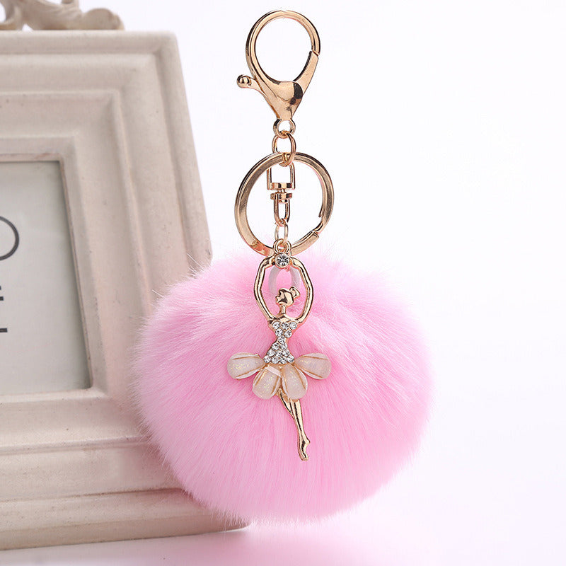 Angel Car Keychain Bag Pendant Simulation Rex Rabbit Hair