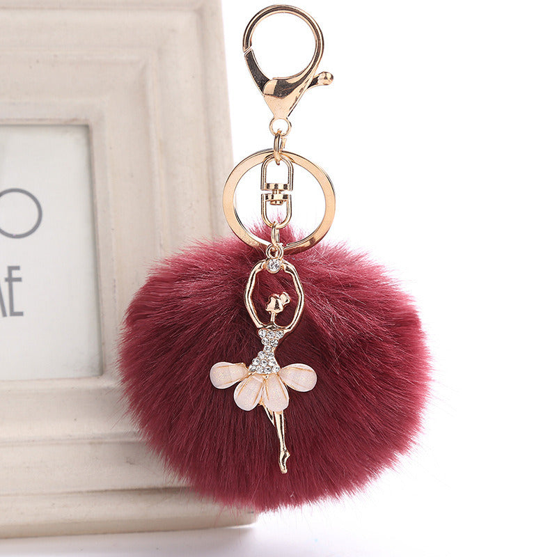 Angel Car Keychain Bag Pendant Simulation Rex Rabbit Hair