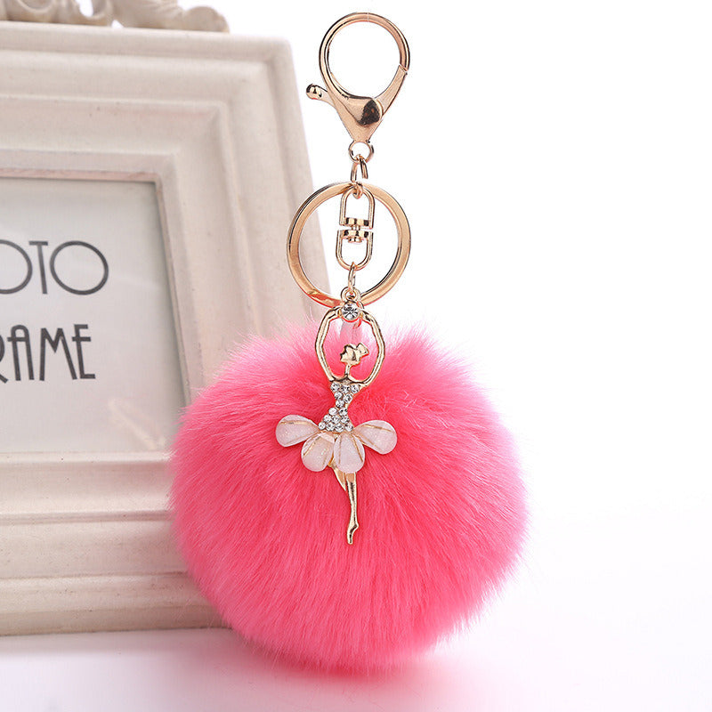 Angel Car Keychain Bag Pendant Simulation Rex Rabbit Hair