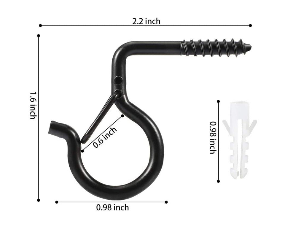 Horizontal and vertical black threaded hook sheep's eye screw hook 5 word hook with expansion tube set of light hooks