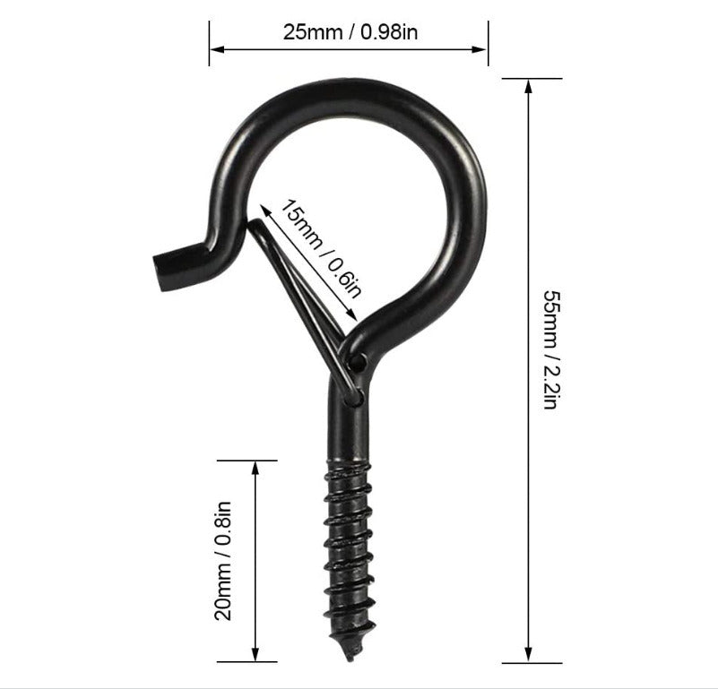 Horizontal and vertical black threaded hook sheep's eye screw hook 5 word hook with expansion tube set of light hooks