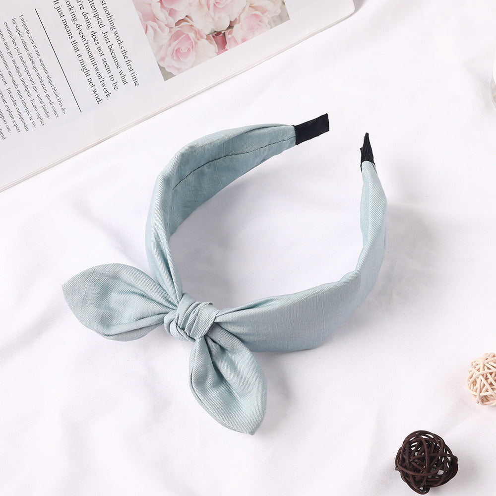 Fabric Rabbit Ears Hairband Solid Color