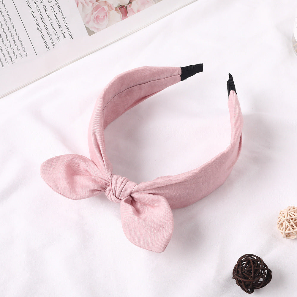 Fabric Rabbit Ears Hairband Solid Color