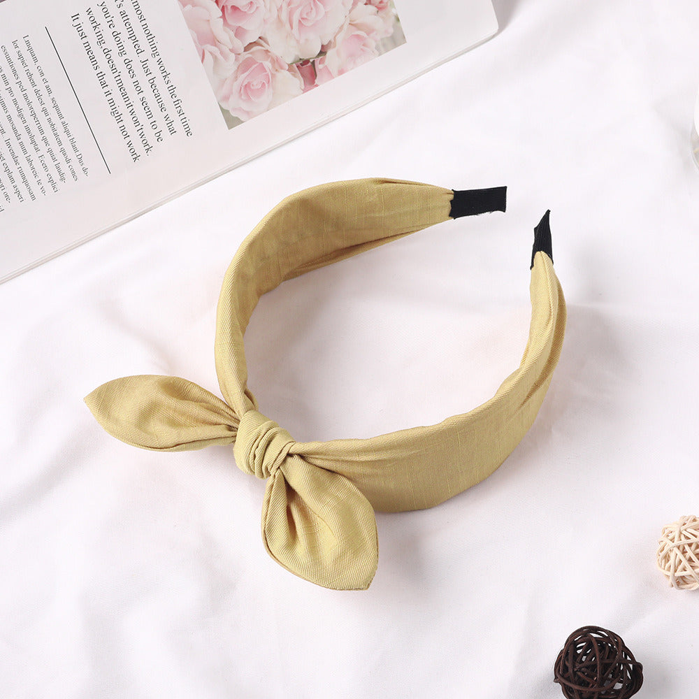 Fabric Rabbit Ears Hairband Solid Color