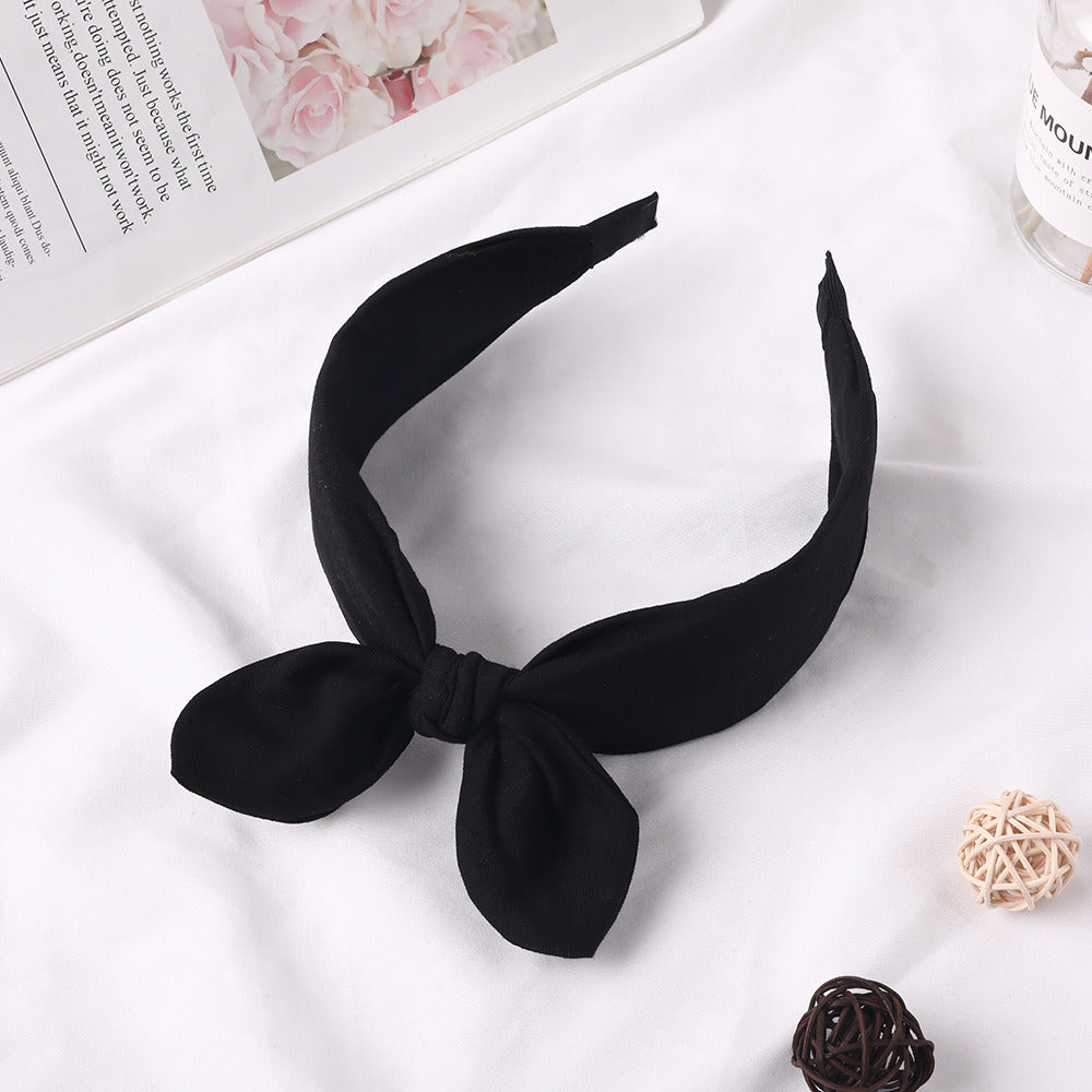 Fabric Rabbit Ears Hairband Solid Color