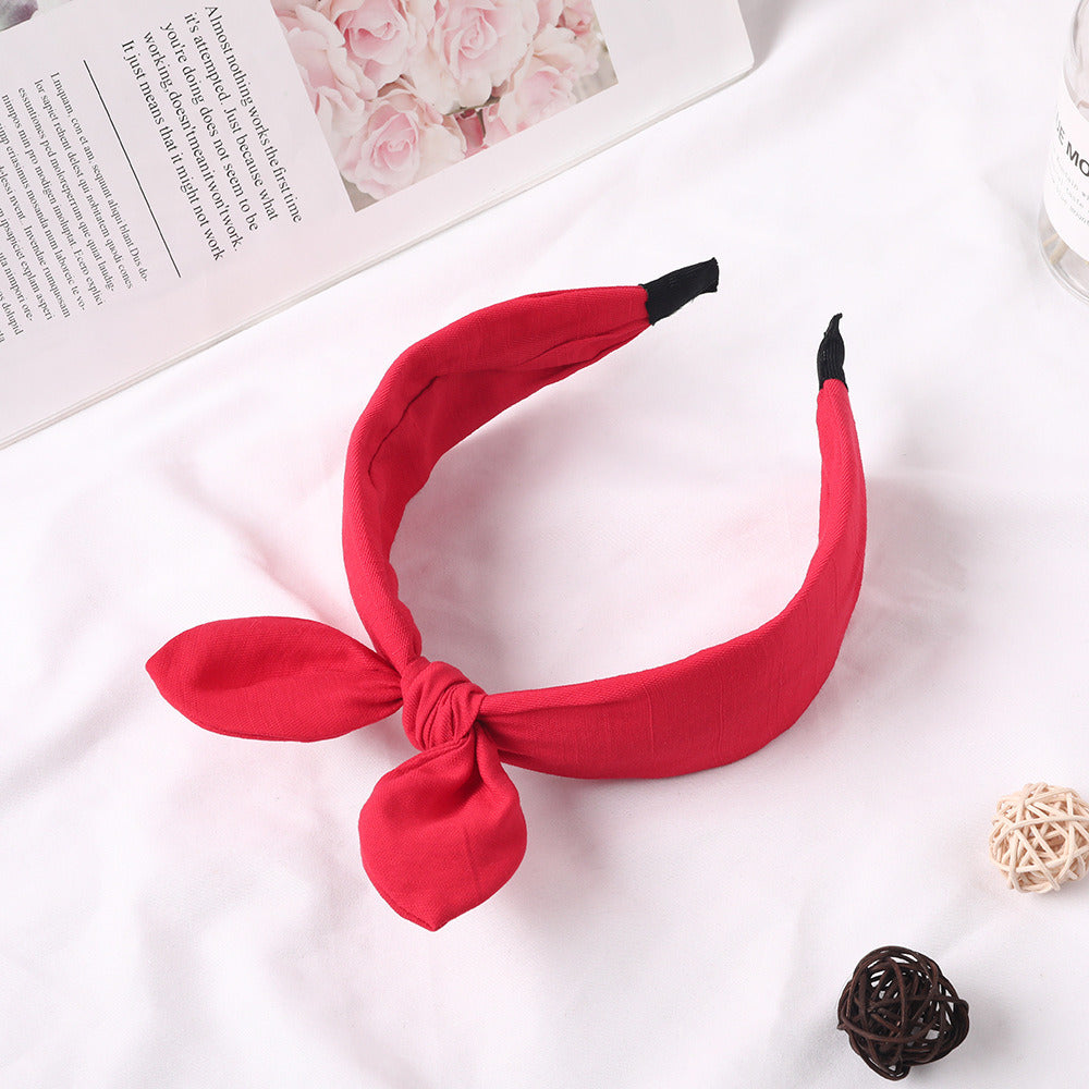 Fabric Rabbit Ears Hairband Solid Color