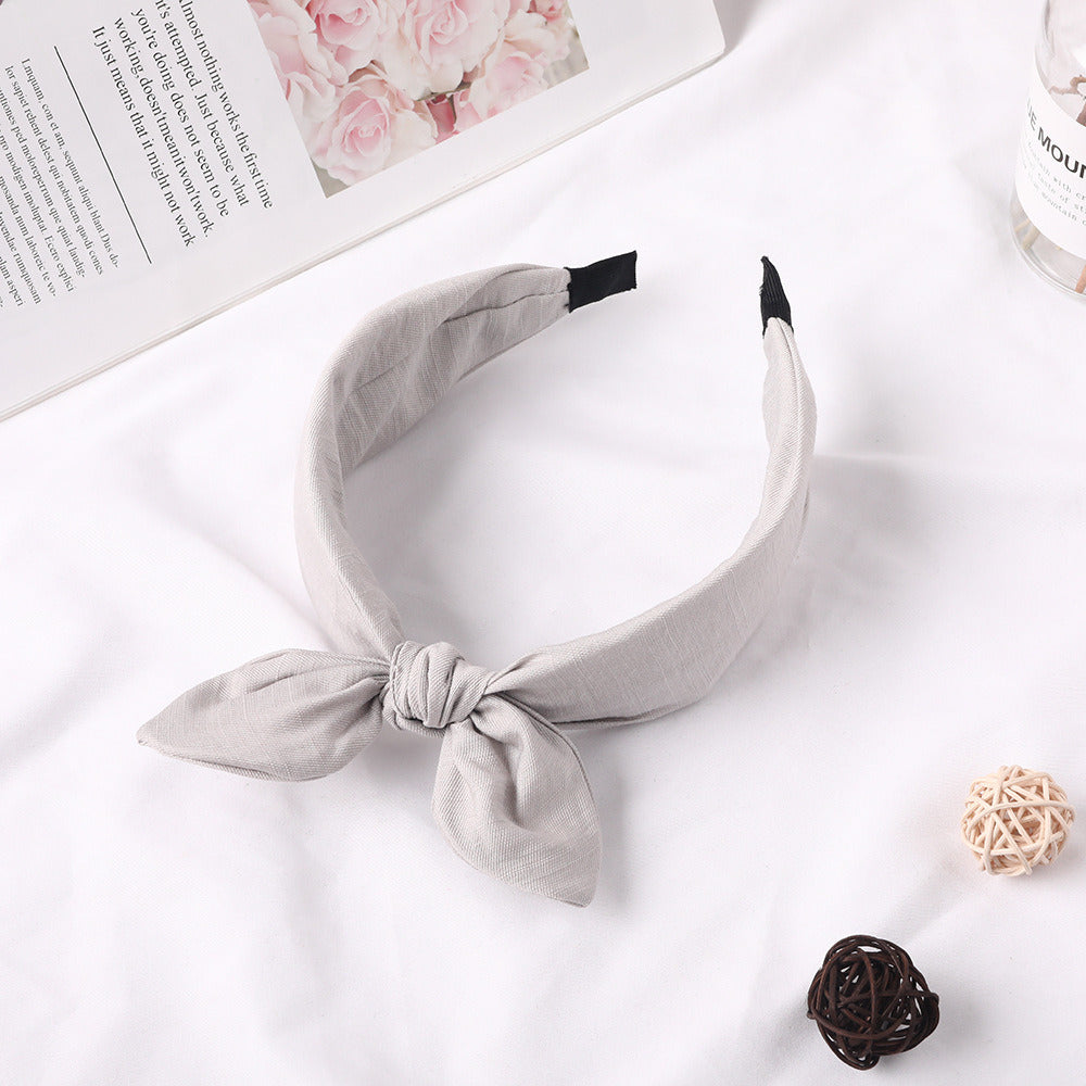 Fabric Rabbit Ears Hairband Solid Color