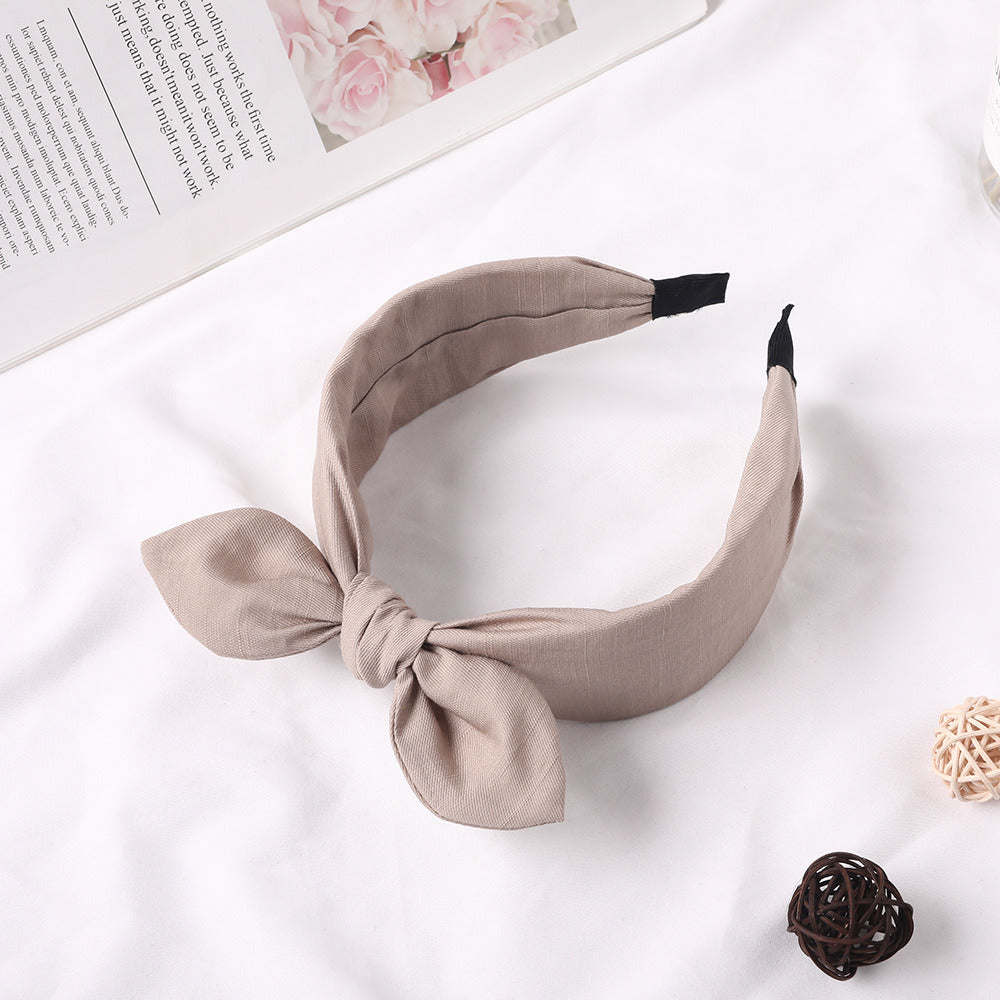 Fabric Rabbit Ears Hairband Solid Color