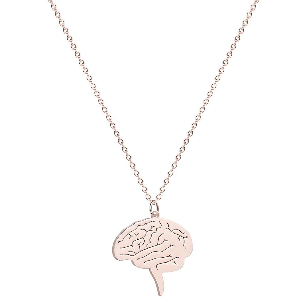 New Stainless Steel Necklace Female Anatomy Brain Pendant Necklace