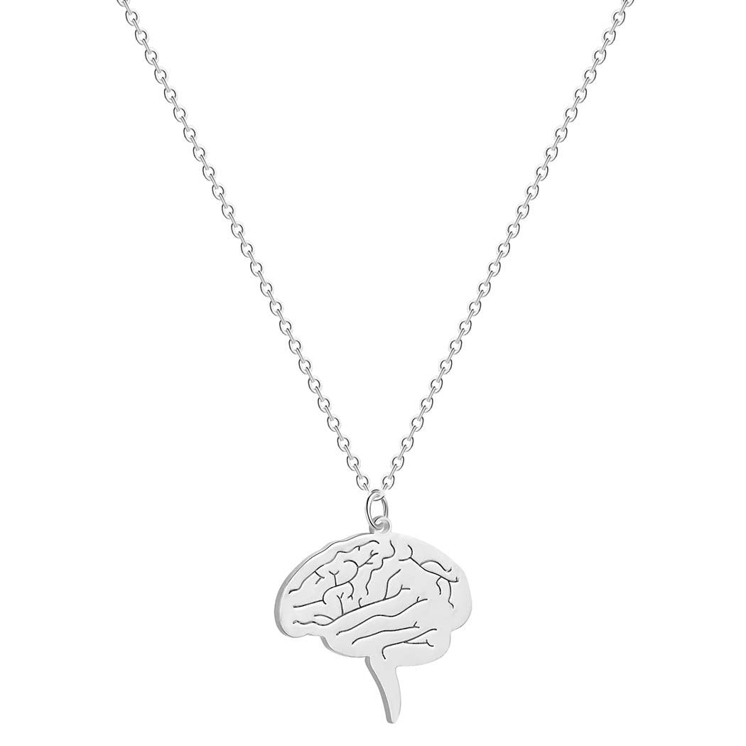 New Stainless Steel Necklace Female Anatomy Brain Pendant Necklace