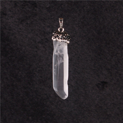 Natural Transparent White Crystal Column Pendant