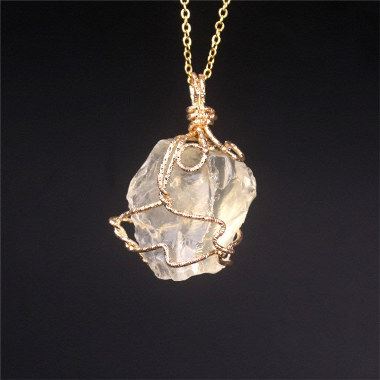 Natural Irregular Winding Crystal Agate Necklace Pendant